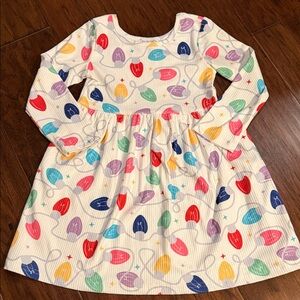 Girls' Multicolor Lightbulb Print Long-Sleeve Dress